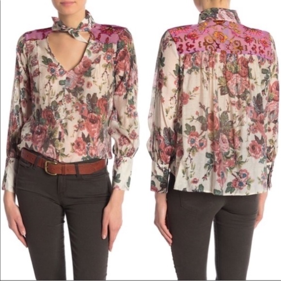 aratta silent journey Tops - Aratta Silent Journey Diana Tie Neck Top Floral
